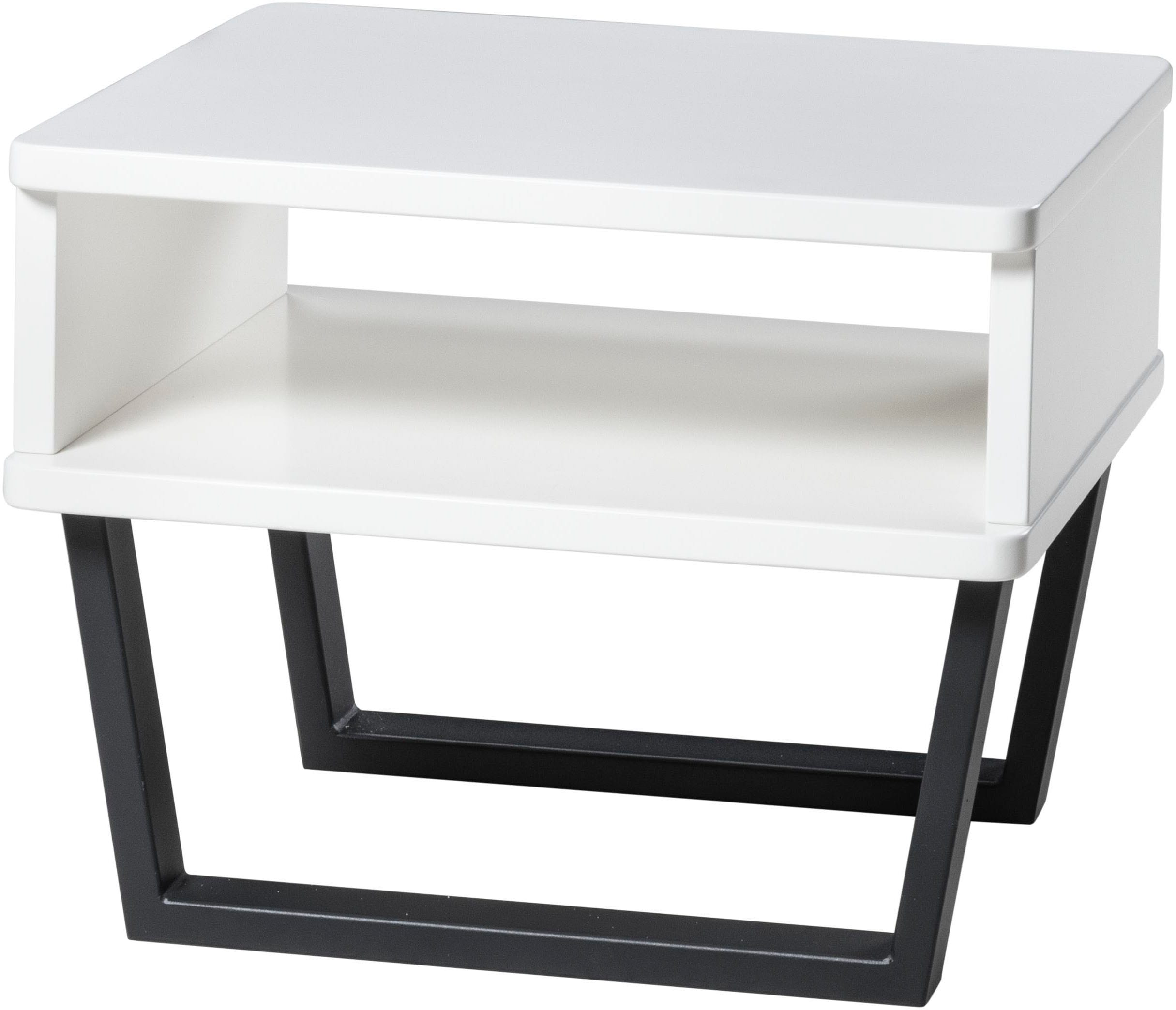 Nachtkonsole HASENA "Surf", weiß (weiß, anthracit), B:48cm H:36cm T:38cm, Massivholz, Sideboards, Nachtkonsole