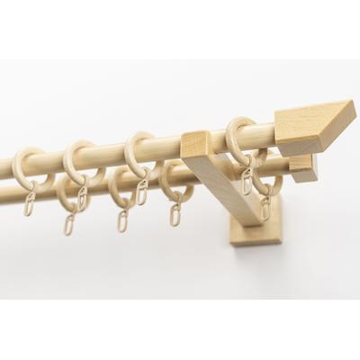 Gardinenstange GARESA "CUBUS", beige (natur), L:100cm Ø:20mm, Holzwerkstoff, Gardinenstangen, Vorhanggarnitur, verlängerbar, Endknopf abgeschrägt, mit Ringe Image