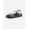 Sandale HEINE, Damen, Gr. 40, silber (silberfarben, schwarz), Leder, Glattleder, Rindsleder, modisch, Schuhe
