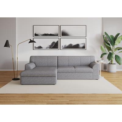 Ecksofa DOMO COLLECTION "Topper, elegant und zeitlos, kompaktes Stellmaß 245/155cm, L-Form", grau (weiß, grau), B:245cm T:155cm, Sofas, mit Recamiere, wahlweise mit Schlaffunktion Image