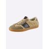 Sneaker HEINE, Damen, Gr. 36, beige (beige, schwarz), Textil, Glattleder, Rindsleder, modisch, Schuhe