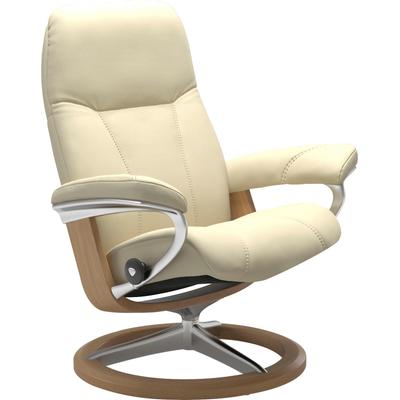 Relaxsessel STRESSLESS "Consul", beige (vanilla paloma), B:91cm H:102cm T:79cm, Leder BATICK: BATICK ist ein leicht korrigiertes, durchgefärbtes und genarbtes Möbelleder, bei dem die meisten Unebenheiten und Spuren in der Regel entfernt wurden.,... Image