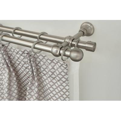 Gardinenstange GARESA "ANDREA", silber (mattnickelfarben), L:130cm Ø:20mm, Metall, Gardinenstangen, Vorhanggarnitur, verlängerbar, Endknopf Kugel kurz, mit Ringen Image