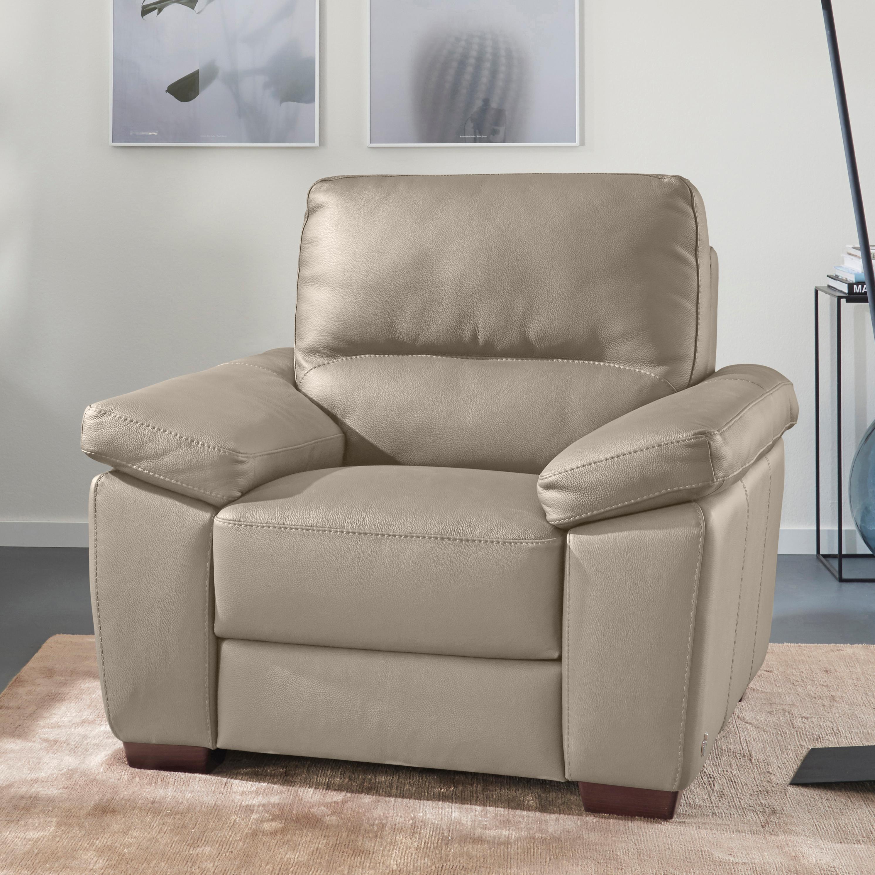 Sessel CALIA ITALIA "Gaia, hochwertiger, edler Ledersessel mit erstklassigem Sitzkomfort", beige (biscotto), B:100cm H:92cm T:94cm, Leder SORRENTO - 100% Leder;Leder BULL - 100% Leder, Sessel, in zwei hochwertigen Lederqualitäten