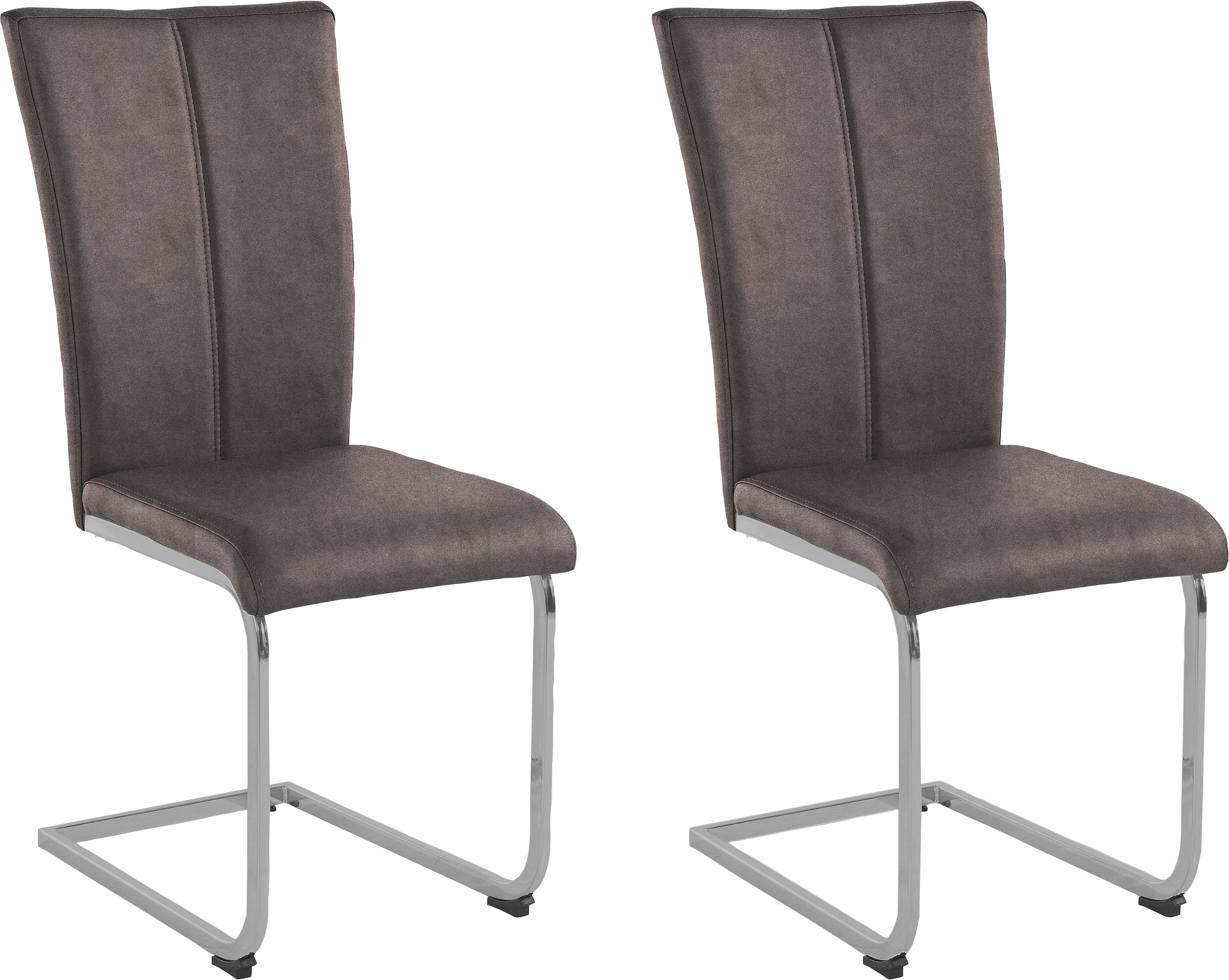 Freischwinger HOME AFFAIRE "Nils", braun (dunkelbraun (arizona 4412)), B:42,5cm H:100cm T:60cm, Metall, Polyester, Sperrholz, Stühle, Stuhl belastbar bis 120 Kg, Gestell Metall im Chrom-Look oder Schwarz Image