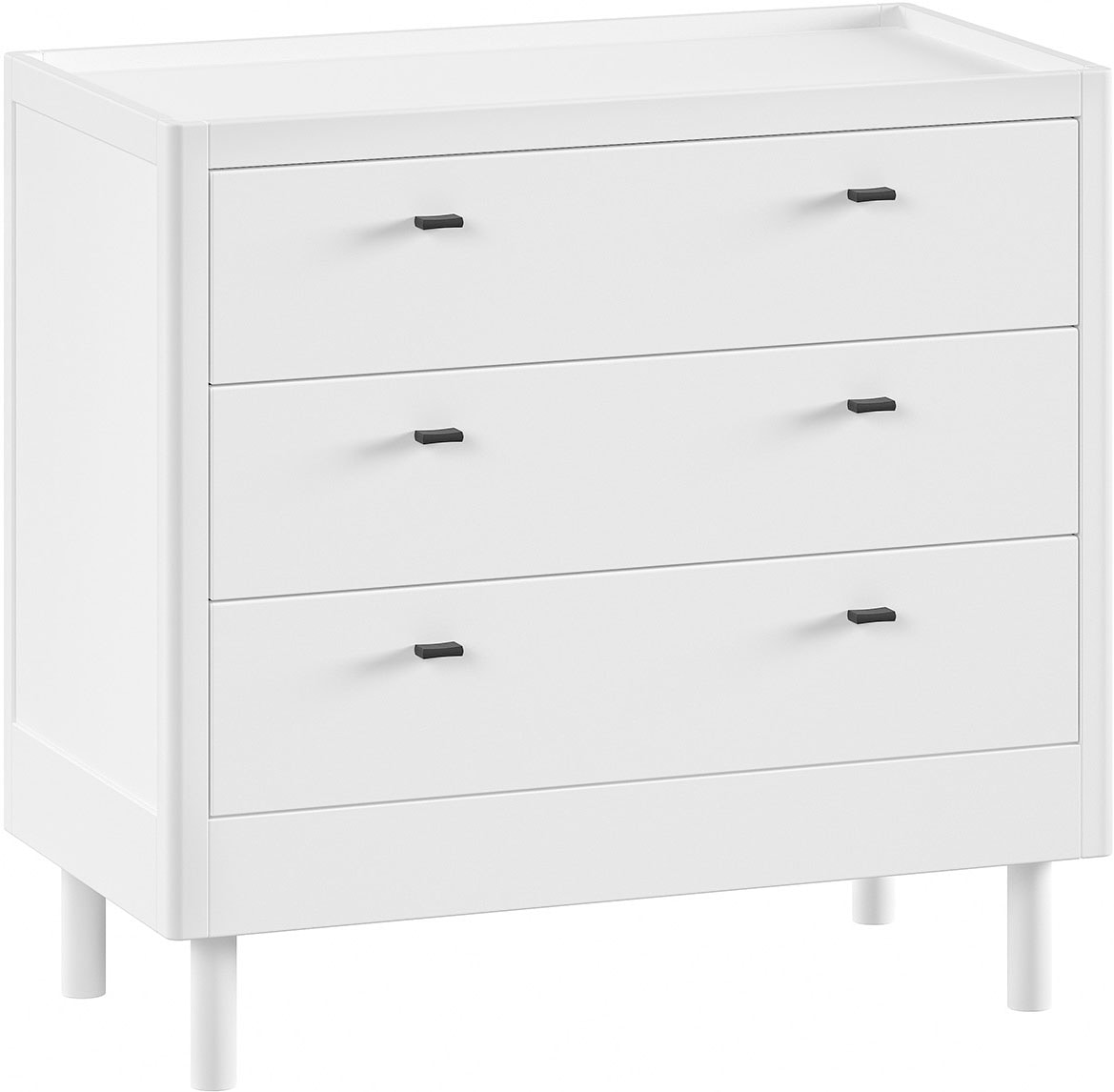 Schubkastenkommode HOME AFFAIRE "hochwertig und stabil gebaut, Schubladen m. Soft-Close, weiß lackiert", weiß (buche massiv weiß lackiert), B:100cm H:95cm T:55cm, Massivholz, Sideboards, mit 3 geräumigen Schubladen, oben Ablage mit Umrandung, Buche... Image