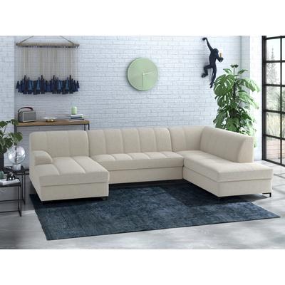 Wohnlandschaft INOSIGN "Balme, moderne Formensprache, zeitloses Design, U-Form", beige, B:297cm H:75cm T:195cm, 95% Polyester, 5% Nylon, Sofas, Inkl. Zierkissen, wahlweise mit Bettfunktion Image