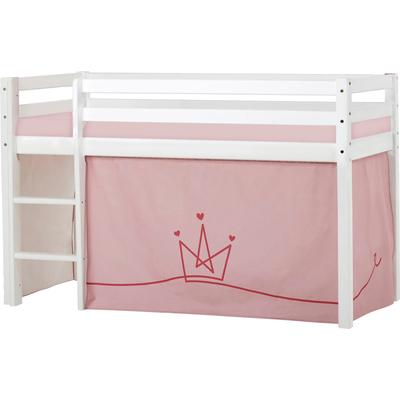 Hochbett HOPPEKIDS "ECO Dream, Kinderbett, Spielbett, Halbhohes Bett aus Massivholz", rosa (weiß, rosa, krone), B:81cm H:105cm L:168cm, Kinderbett: 100% Massivholz: Nordische Kiefer, Vorhang: 100% Baumwolle, Matratzenbezug 100% Baumwolle, Matratze:... Image