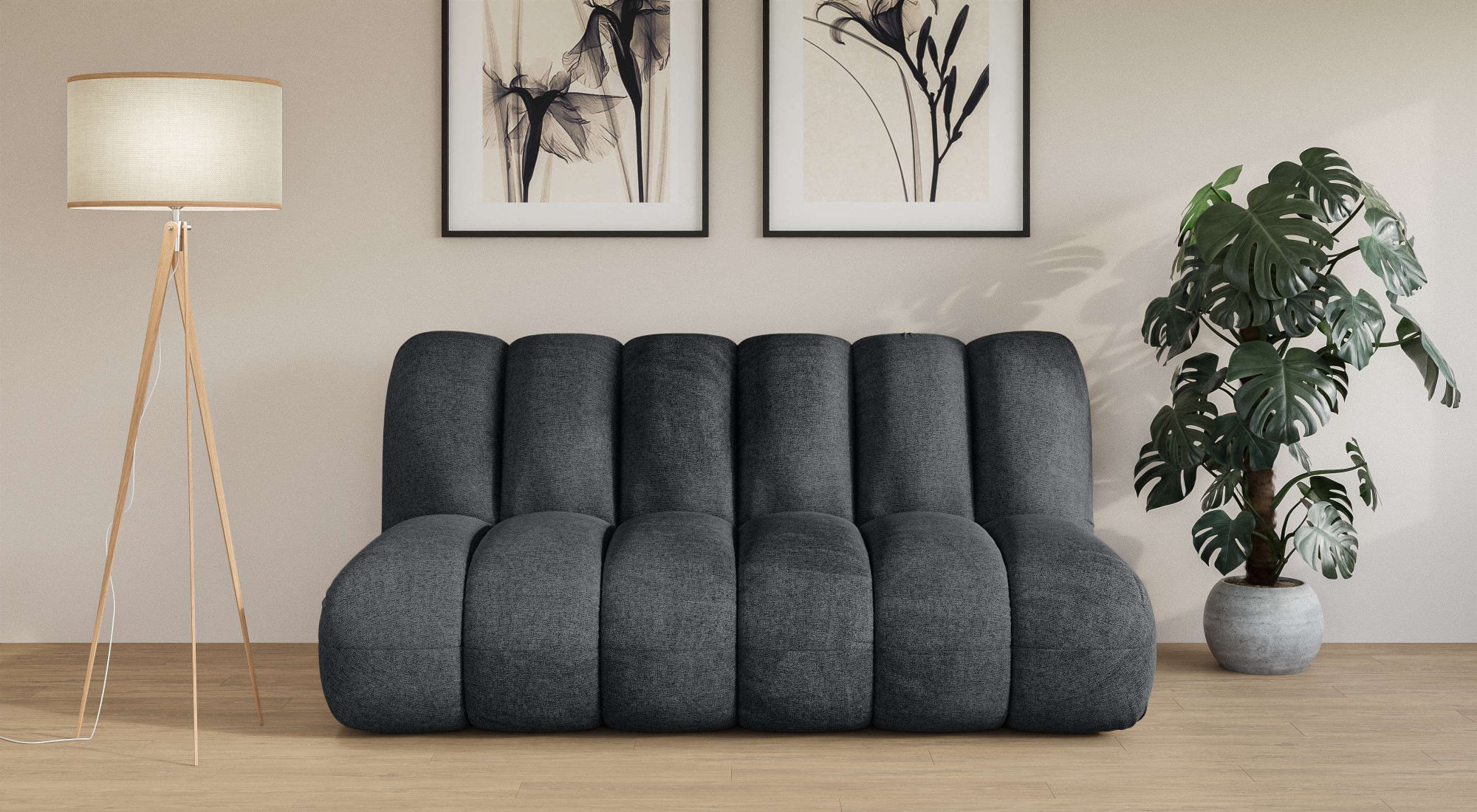 2,5-Sitzer "Priya Designersofa, moderne Steppung, auch in Bouclé", grau (anthrazit), B:185cm H:84cm T:108cm, 100% Polyester, LEGER HOME BY LENA GERCKE, Sofas, gemütlich und modern, B/T/H: 185/108/84 cm
