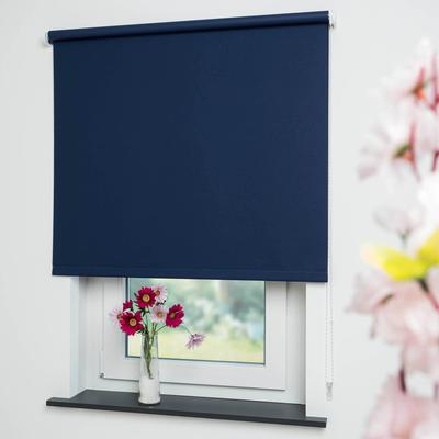 Seitenzugrollo LIEDECO "Uni" Gr. 6, blau (dunkelblau), B:122cm H:180cm, Polyester, Rollos Image