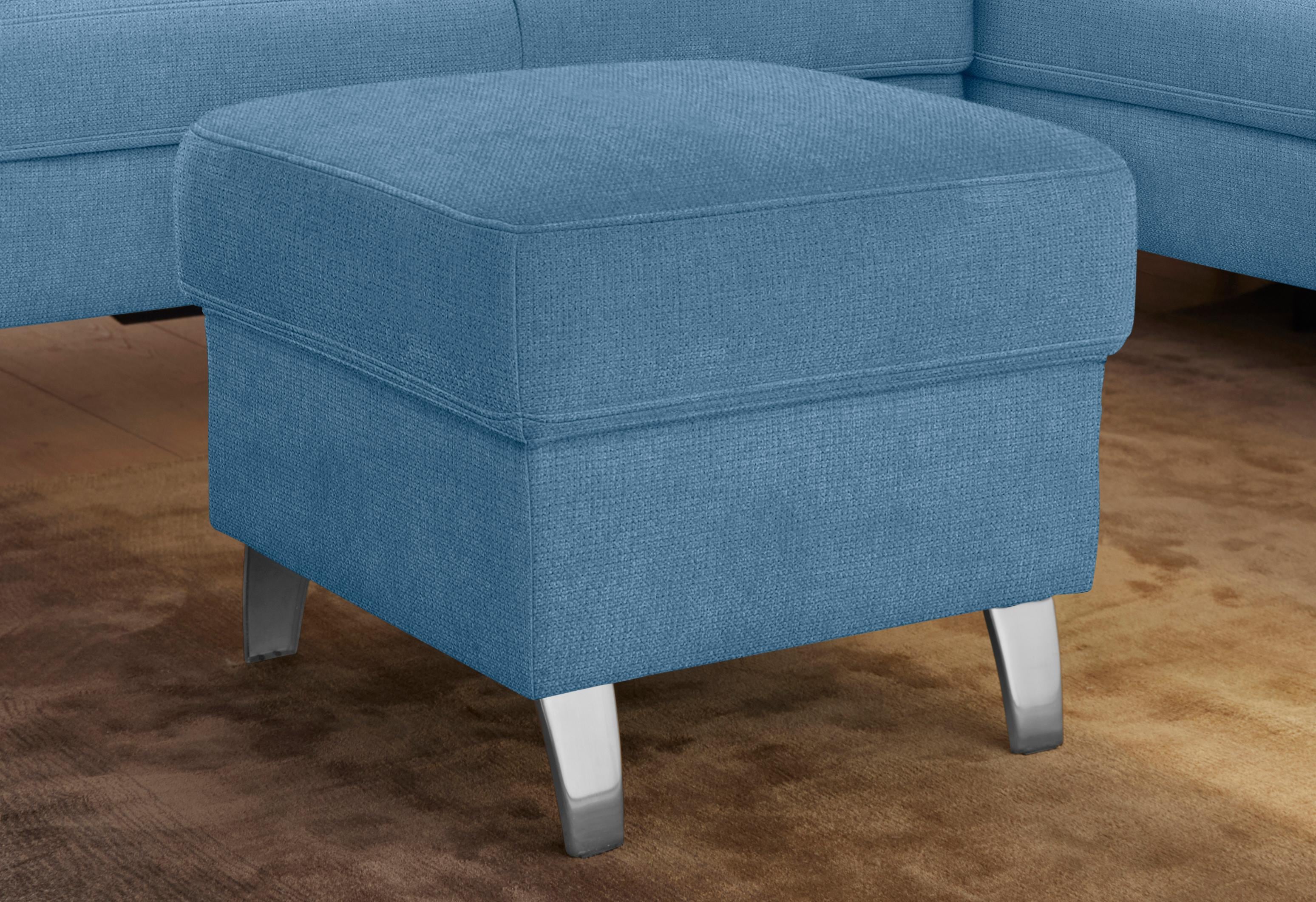 Hocker SIT & MORE "Arngast", blau (hellblau), B:58cm H:48cm T:58cm, Luxus-Microfaser ALTARA NUBUCK (100% Polyester);Struktur (100% Polyester);Flachgewebe (90% Polyester; 10% Polyamid), Hocker
