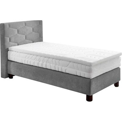 Boxspringbett, grau, B:135cm L:210cm, Bezug: 80% Baumwolle/20% Polyester, WESTFALIA SCHLAFKOMFORT, Komplettbetten, Boxspringbett, wahlweise mit Topper Image