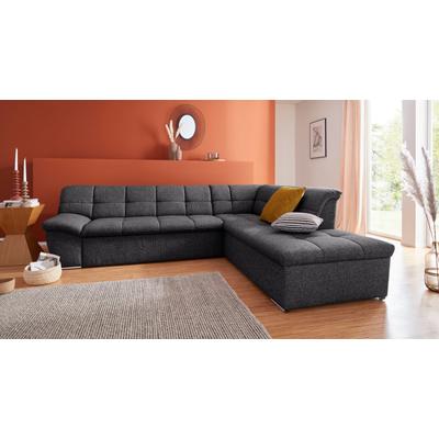Ecksofa DOMO COLLECTION "Lagoa, moderne Sitzheftung, bequem und komfortabel, L-Form", grau (anthrazit), B:271cm H:76cm T:232cm, Sofas, wahlweise mit Bettfunktion, frei im Raum stellbar, große Farbvielfalt Image