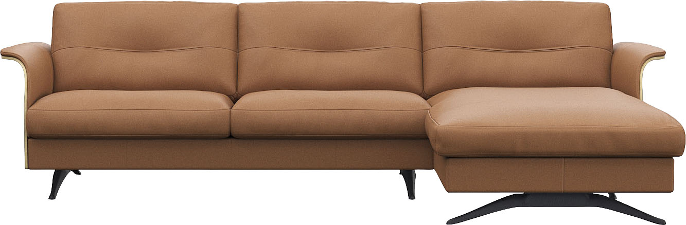 Ecksofa FLEXLUX "Glow, super bequem durch hochwertigem Sitzaufbau mit Federkern, L-Form", braun (modern cognac braun), B:273cm H:81cm T:158cm, 100% Echteder, Sofas, Ecksofa, Modernes skandinavisches Design