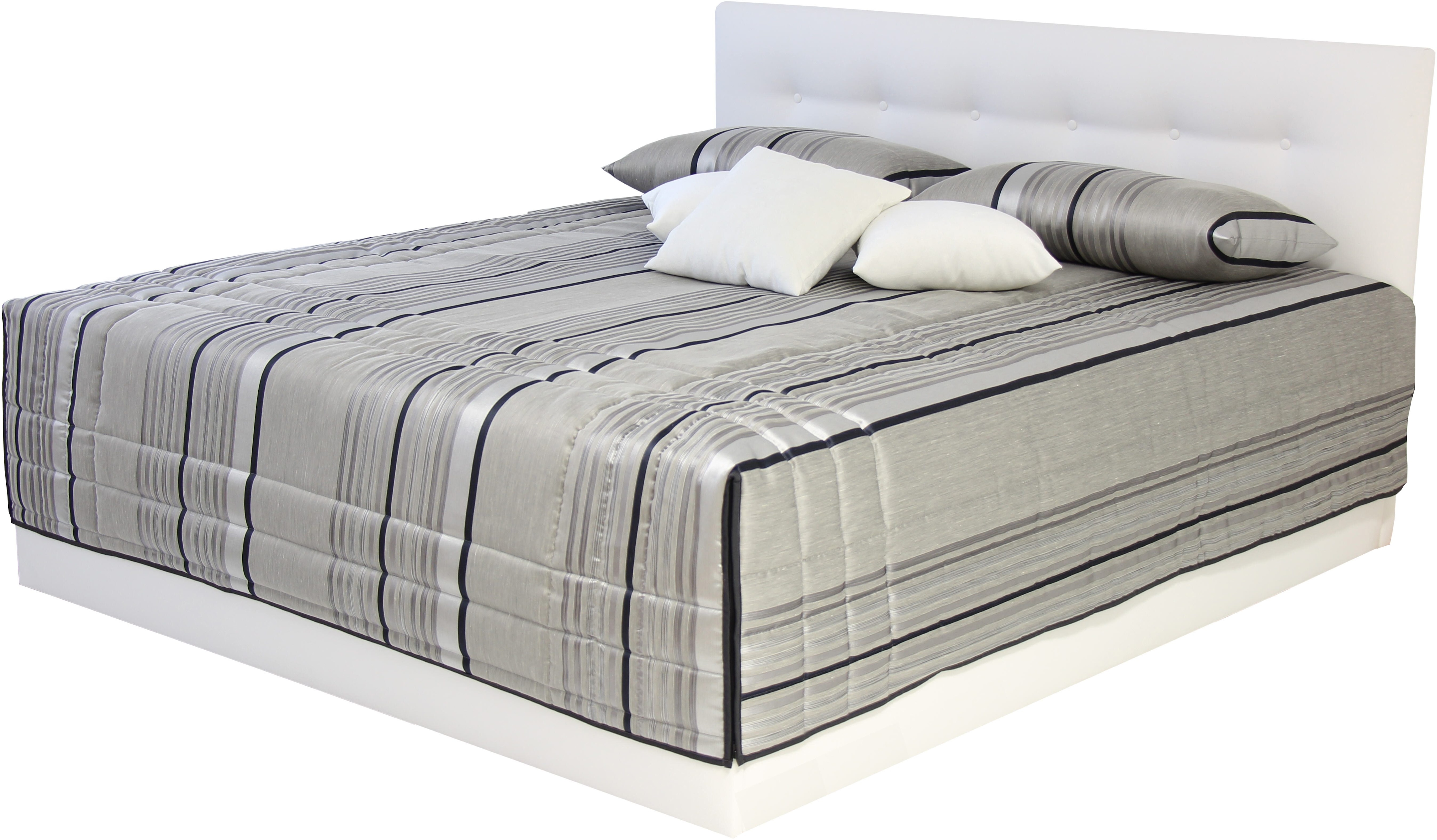 Polsterbett "Ravenna", weiß, B:170cm L:210cm, Bezug Bett: Kunstleder;Bonnell-Federkernmatratze: Frottee (100% Polyester);Kaltschaummatratze: 100% Polyester, Bezug abnehm- und waschbar bis 60C;Tagesdecke: Microfaser (100% Polyester), WESTFALIA... Image