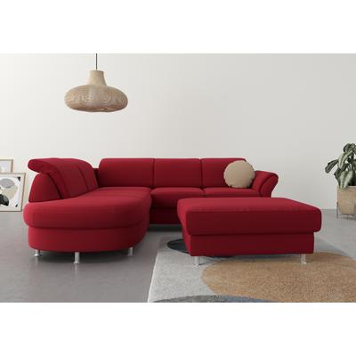 Ecksofa SIT & MORE "Apulia L-Form", rot, B:250cm H:78cm T:212cm, Webstoff (100% Polyester), Struktur weich (90% Polyester, 10% Polyamid), Luxus-Micofaser Euphoria (100% Polyester), Samtoptik (100% Polyester), Sofas, wahlweise Bettfunktion,... Image