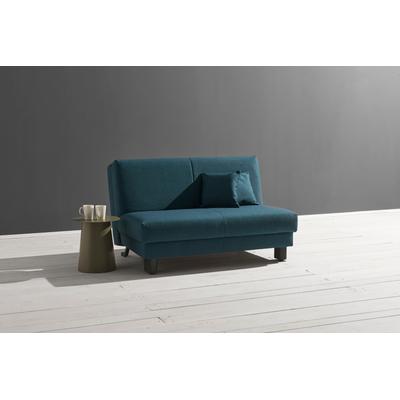 Schlafsofa ELL + ELL "Enny", blau (petrol), B:145cm T:100cm, Sofas, Liegefläche Breite 120 oder 140 cm, Liegehöhe 45 cm, Füße schwarz Image