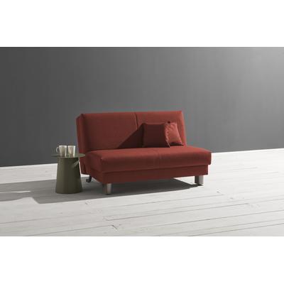 Schlafsofa ELL + ELL "Enny", rot, B:145cm T:100cm, Sofas, Liegefläche Breite 120 oder 140 cm, Liegehöhe 45 cm, Füße alufarben Image