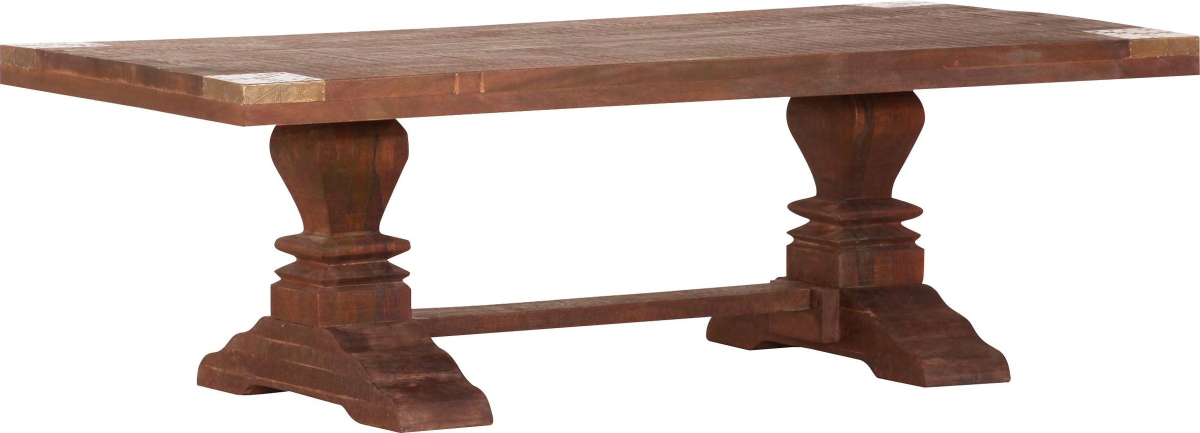 Couchtisch GUTMANN FACTORY "Oriental", braun (dunkelbraun), B:140cm H:46cm T:70cm, Tische, Couchtisch, aus Massivholz Mango, mit aufwändig gearbeitetem Fußgestell