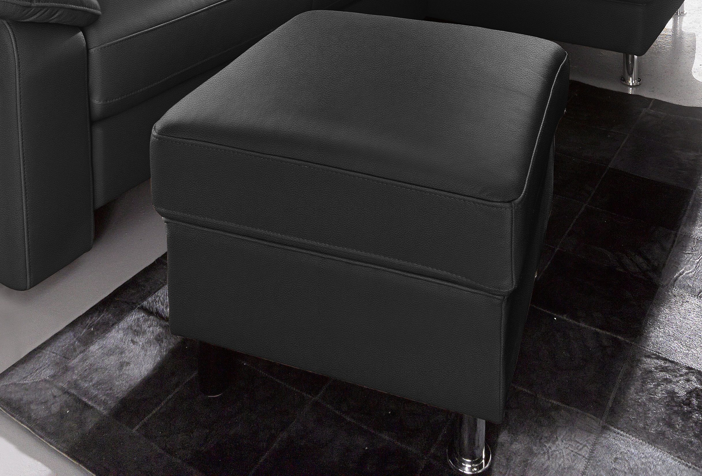 Hocker SIT & MORE "Top Ascara", schwarz, B:55cm H:46cm T:55cm, Luxus-Microfaser (100% Polyester);NaturLeder, Hocker, Polsterhocker