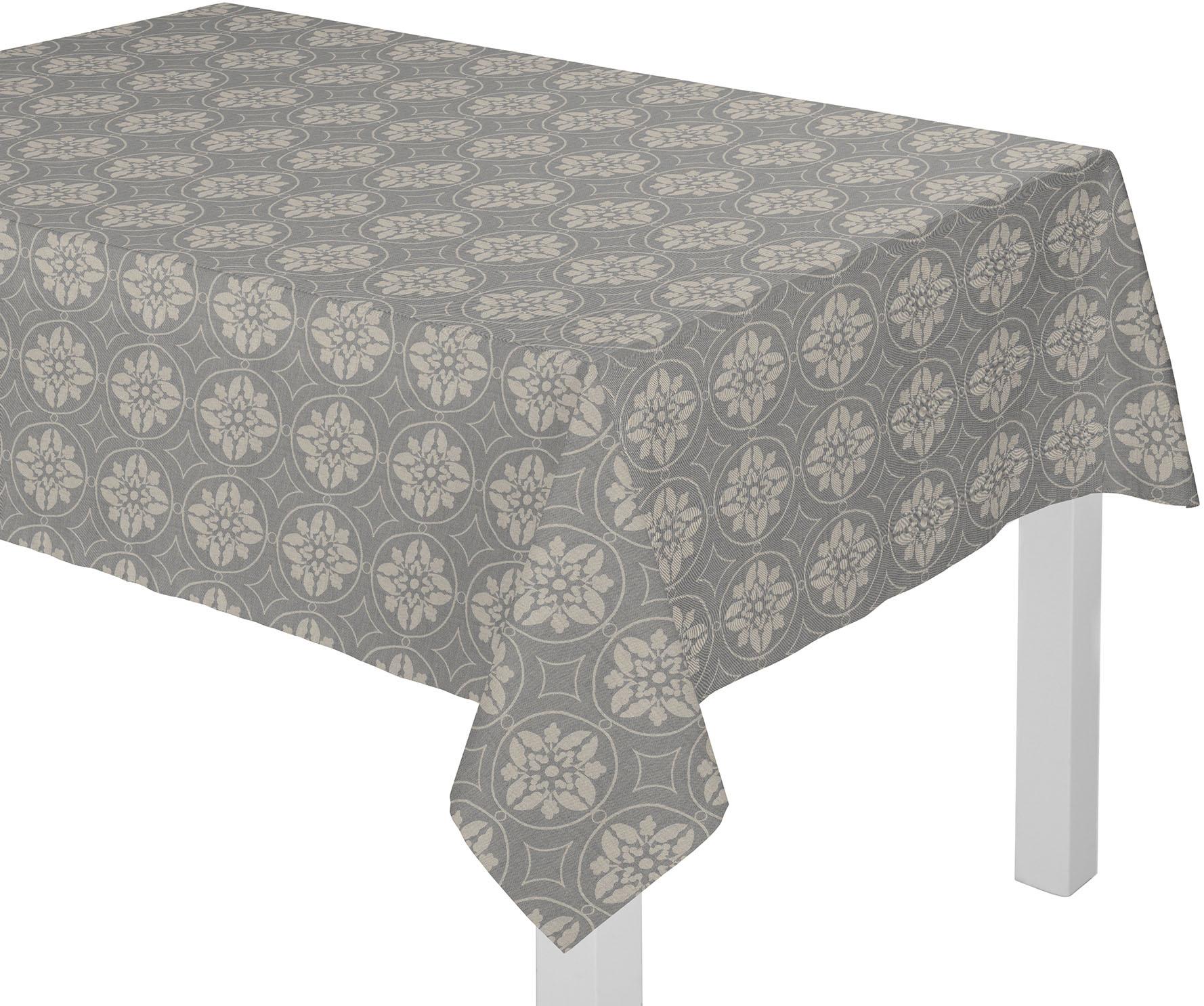 Tischdecke ADAM "Romantic Puligny Light" Gr. 5, grau (dunkelgrau), B:145cm L:190cm, Baumwolle, Tischdecken Image