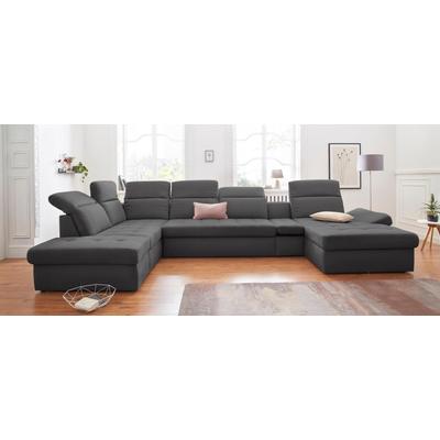 Wohnlandschaft SIT & MORE "Stardust U-Form", grau (anthrazit), B:412cm H:77cm T:233cm, Luxus-Microfaser (90% Polyester; 10% Polyamid), Luxus-Microfaser ALTARA NUBUCK (100% Polyester), Kunstleder SOFTLUX, Sofas, inklusive Kopfteilverstellung,... Image