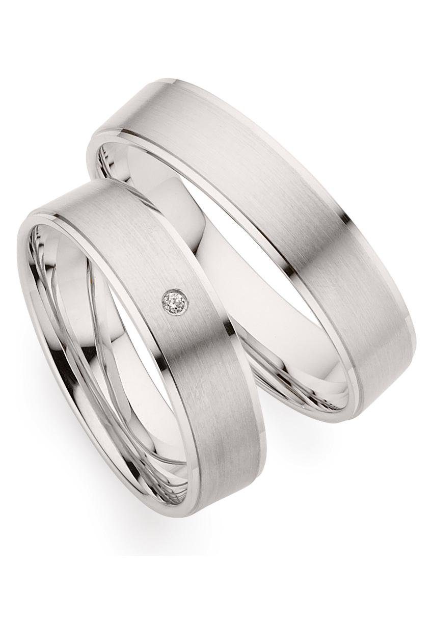 Trauring PHÖNIX "Schmuck Geschenk Gold 333 Trauring Ehering LIEBE versch. Varianten" Gr. 61, weiß (weißgoldfarben), Fingerringe, 61, ohne Brillant, Weißgold 333, 5mm, Made in Germany, wahlweise mit oder ohne Brillant Image