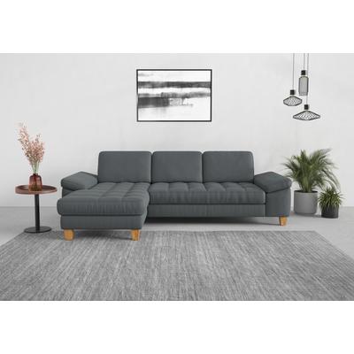 Ecksofa SIT & MORE "Westham L-Form", grau, B:275cm H:88cm T:172cm, 100% Polyester, Sofas, mit Recamiere, mit oder ohne Bettfunktion, Bettkasten, Füße Eiche Image