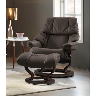Relaxsessel STRESSLESS "Reno", braun (braun batick), B:88cm H:98cm T:78cm, Leder BATICK: BATICK ist ein leicht korrigiertes, durchgefärbtes und genarbtes Möbelleder, bei dem die meisten Unebenheiten und Spuren in der Regel entfernt wurden., Leder... Image