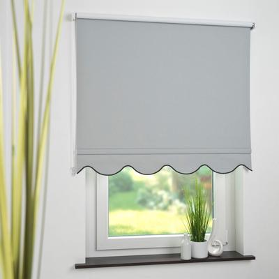 Seitenzugrollo LIEDECO Gr. 7, grau (hellgrau), B:122cm H:180cm, Polyester, Rollos, Volantrollo - Volant Klassik, Fixmaß Image