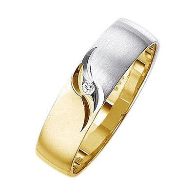 Trauring FIRETTI "Schmuck Geschenk Gold 375 Hochzeit Ehering Trauring "LIEBE" Gr. 17, gold (gelbgoldfarben, weißgoldfarben), Fingerringe, 17, 0,01 ct SI = kleine Einschlüsse mit Brillant, Gelbgold 375, 5mm, wahlweise mit oder ohne Brillant Image