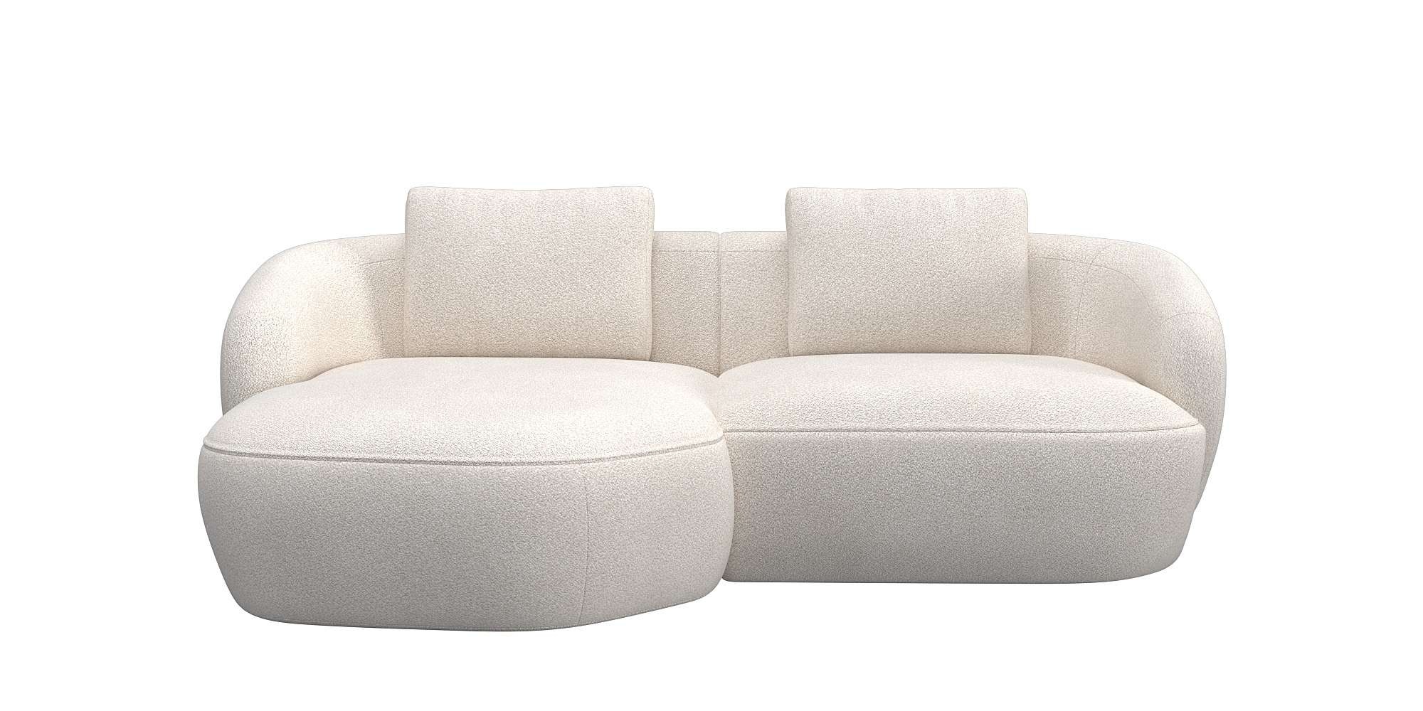 Wohnlandschaft FLEXLUX "Torino, rund, L-Form, Sofa-Ecke mit Recamiere, Longchair-Sofa", beige (vanilla cream), B:217cm H:85cm T:146cm, 100% Polyester, Sofas, Modernes, organisches Sofa-Design, Kaltschaum, Wellenunterfederung