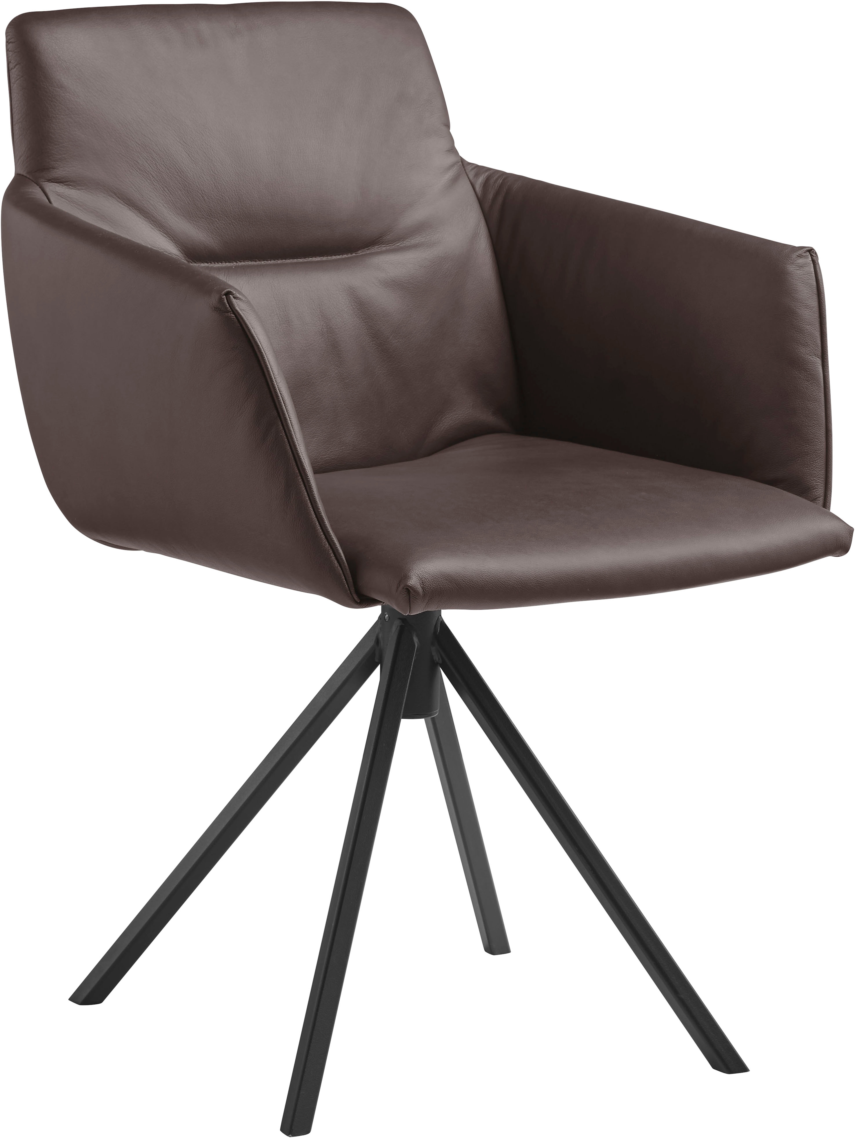 Polsterstuhl MUSTERRING "JustB SP500", braun (mocca), 1 Stk., Longlife Xtra-Leder Z69, drehbar inkl. Rückholfeder, Stühle, mit Armlehne, wahlweise mit Drehfunktion, Stativgestell in schwarz Image