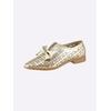 Slipper HEINE, Damen, Gr. 38, gold (goldfarben), Leder, Glattleder, modisch, Schuhe