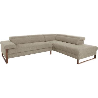 Ecksofa W.SCHILLIG "finn, Designsofa mit tollem Sitzkomfort, bequem, L-Form", braun (sesame s22), B:281cm H:71cm T:230cm, Flachgewebe S22 (100% Polyester), Stoff S37 (100% Polyester), Longlife Xtra-Leder Z59: Glattleder mit modischer Prägung.... Image
