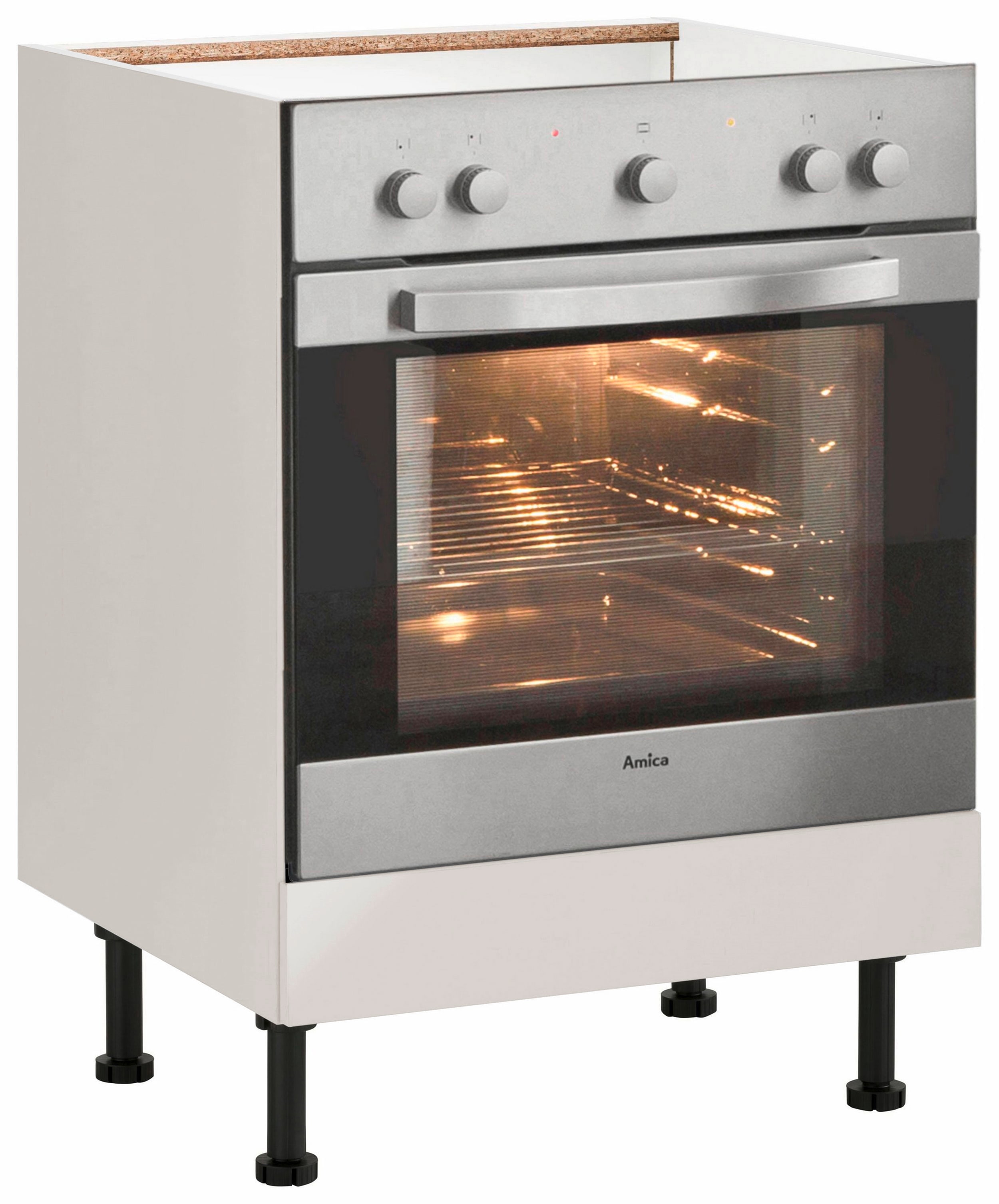 Herdumbauschrank WIHO KÜCHEN "Nisos", beige (front: cashmere, korpus: cashmere), B:60cm H:86,5cm T:58cm, Schränke, Herdumbauschrank, 60 cm breit, mit verstellbaren Füßen, ohne Arbeitsplatte