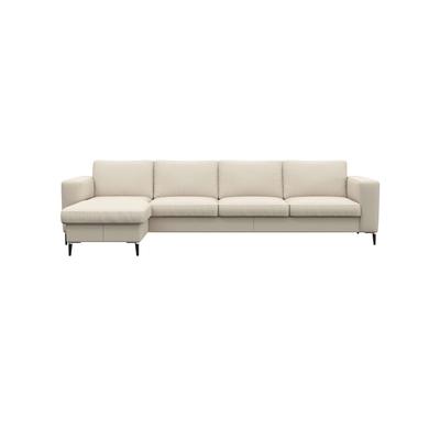 Ecksofa FLEXLUX "Fiore, L-Form", weiß (warm weiß), B:295cm H:85cm T:159cm, 100% Echteder, Sofas, breite Armlehnen, Kaltschaum, Füße Alu+schwarz Image