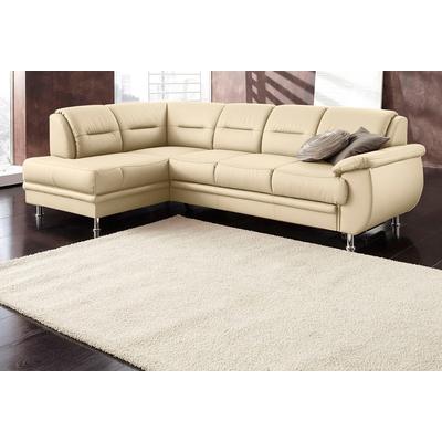 Ecksofa SIT & MORE "Mailand L-Form", weiß (altweiß), B:250cm H:85cm T:164cm, Luxus-Kunstleder, Kunstleder Softlux, NaturLEDER (echtes Rindleder)/Korpus passendes Kunstleder Softlux, Luxus-Microfaser Altara Nubuck (100% Polyester), Sofas, wahlweise... Image