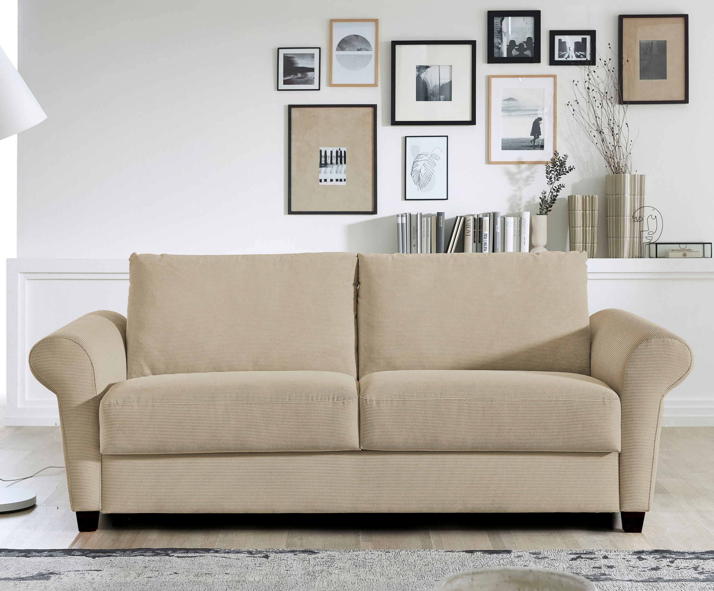 Schlafsofa BALI "ELISA Dauerschläfer in 140 und 160er Breite", beige, B:211cm, 92% Polyester, 8% Polyacryl, Sofas, Schlafsofa, komfortabler Ergoflex-Lattenrost