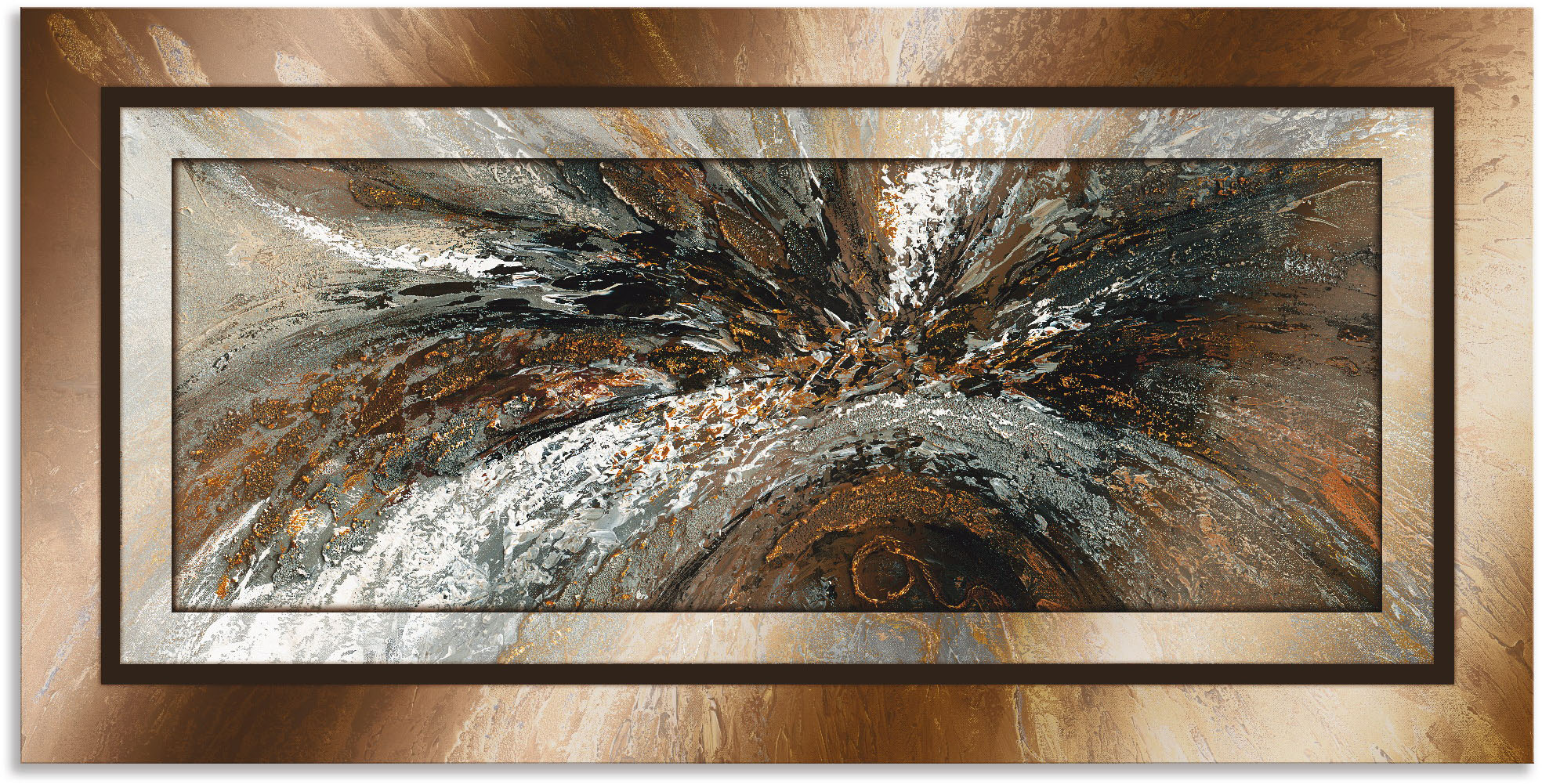 Wandbild ARTLAND "Gold Abstrakt 1", braun (farbe bild(er): braun), B:150cm H:75cm, Bilder, Geschenkartikel, als Alubild, Outdoorbild, Leinwandbild, Poster in verschied. Größen Image