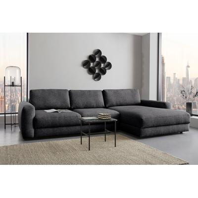 Ecksofa PLACES OF STYLE "Bloomfield, bequem und elegant, OTTOs Choice, Breite 303cm, L-Form", grau (obsidian), B:303cm H:84cm T:176cm, 100% Polyester, Sofas, wahlweise mit Bettfunktion und Bettkasten Image
