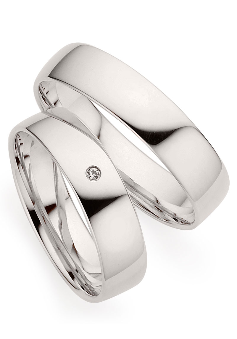 Trauring PHÖNIX "Schmuck Geschenk Partnerring Ehering Trauring Silber 925" Gr. 55, silber (silberfarben), Fingerringe, Damen, 55, 0,01 SI = kleine Einschlüsse mit Brillant, Silber 925 (Sterlingsilber), 5mm, Made in Germany - wahlweise mit oder ohne... Image