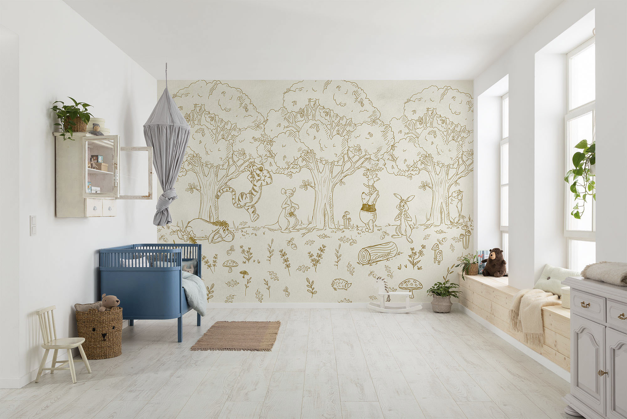 Fototapete KOMAR "Digitaldruck Vlies - Winnie the Pooh Outdoors - Größe 400 x 250 cm", bunt (bunt, dimensionsstabil, formstabil, geruchsneutral), Rollen:, Vlies, Tapeten, Kinderzimmer