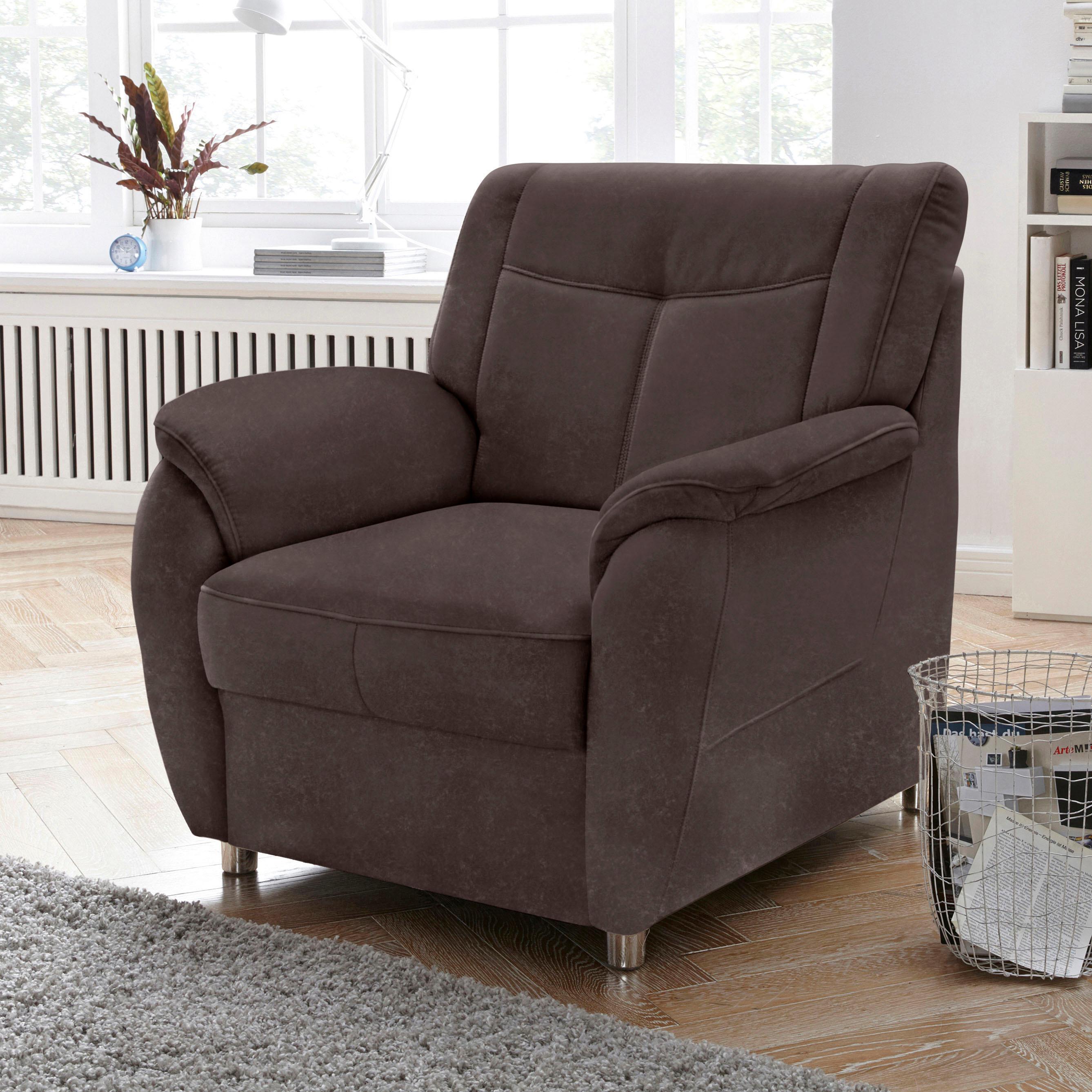 Sessel SIT & MORE "Sonoma", braun, B:95cm H:91cm T:90cm, Struktur (100% Polyester);Luxus-Microfaser ALTARA NUBUCK (100% Polyester), Sessel, Sessel, mit Federkern
