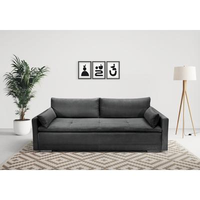 Schlafsofa INOSIGN "Andrea", grau (anthrazit), B:218cm T:96cm, 100%Polyester, Sofas, mit Boxspringaufbau, Bettfunktion & Bettkasten, Dauerschlafsofa Image