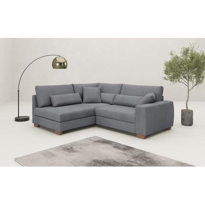 Ecksofa MR. COUCH "Helena L-Form, bis 140 kg belastbar", grau (novaclean avanti 1 stone), B:227cm H:68cm T:190cm, Novaclean Avanti (100% Polyester), Sofas, mit Taschenfederkern, wahlweise mit Bettfunktion Image