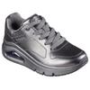 Sneaker SKECHERS "UNO ICON - LUSTROUS AIR", Damen, Gr. 40, grau, Leder, metallic, modisch, Schuhe, Keilsneaker, Plateausneaker, Schnürschuh im Metallic Look