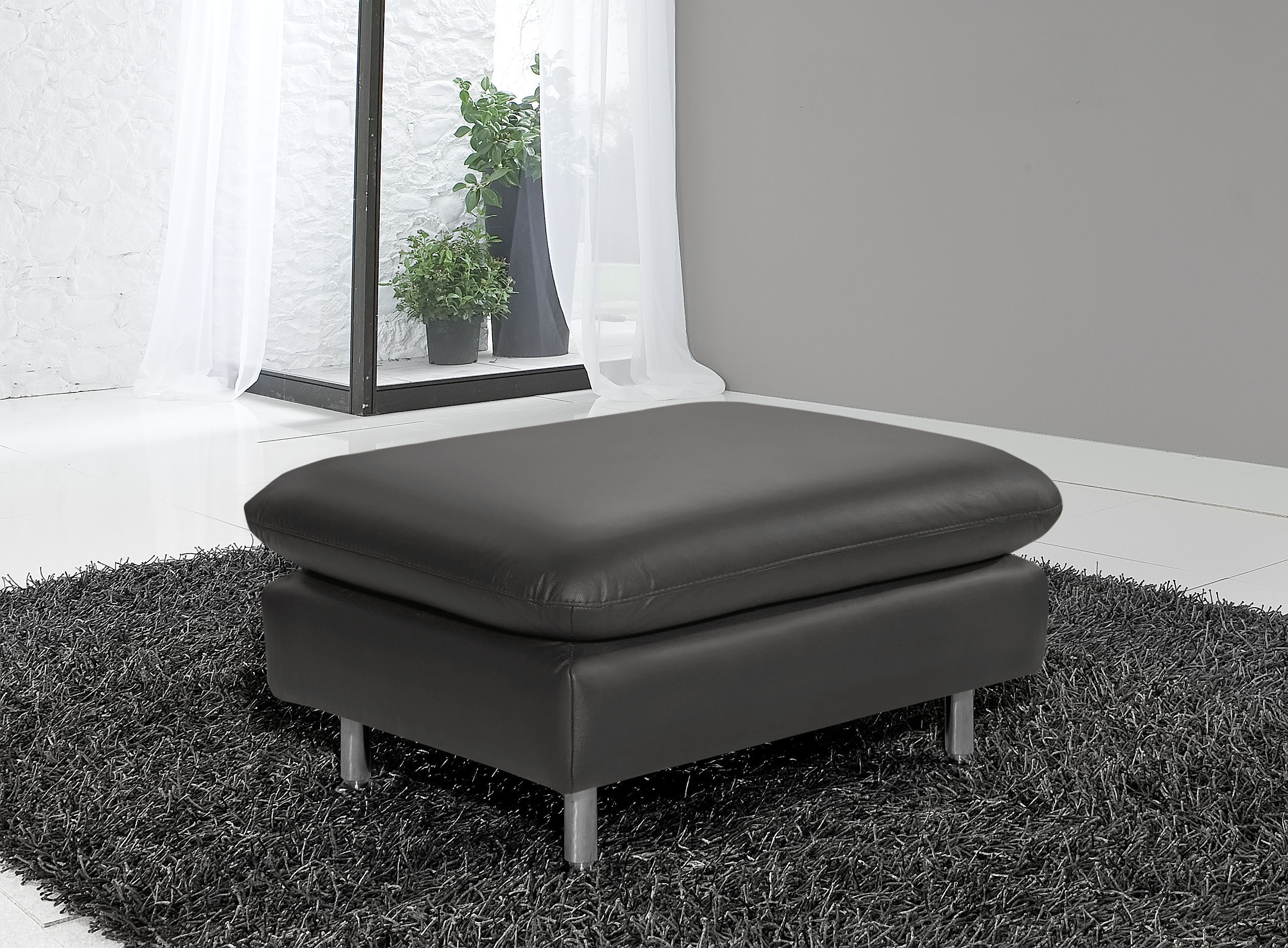 Hocker PLACES OF STYLE "Redding", grau (grafite), B:80cm H:43cm T:60cm, NaturLEDER - »Madras« (echtes Rindsleder); Stärke 0, 9 - 1, 1 mm, Hocker, Lederhocker Polsterhocker