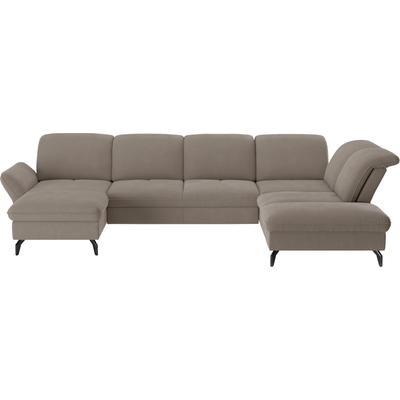 Wohnlandschaft SIT & MORE "Leandro U-Form", grau (elephant), B:363cm H:88cm T:242cm, 100% Polyester, Sofas, Wahlweise mit Bett-, Kopfteil - und Armlehnfunktion, sowie Bettkasten Image