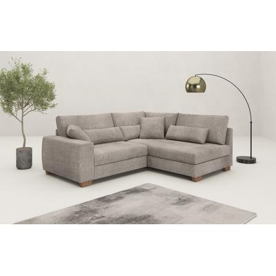 Ecksofa MR. COUCH "Helena L-Form, bis 140 kg belastbar", grau (dolce 4 taupe), B:227cm H:68cm T:190cm, Dolce (100% Polyester), Sofas, mit Taschenfederkern, wahlweise mit Bettfunktion Image